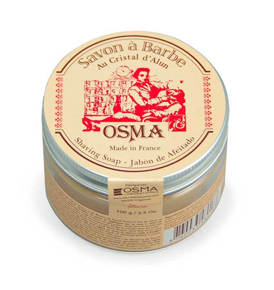 Osma Rasierseife mit Alaun für beruhigende und feuchtigkeitsspendende Rasurpflege in rundem Behälter