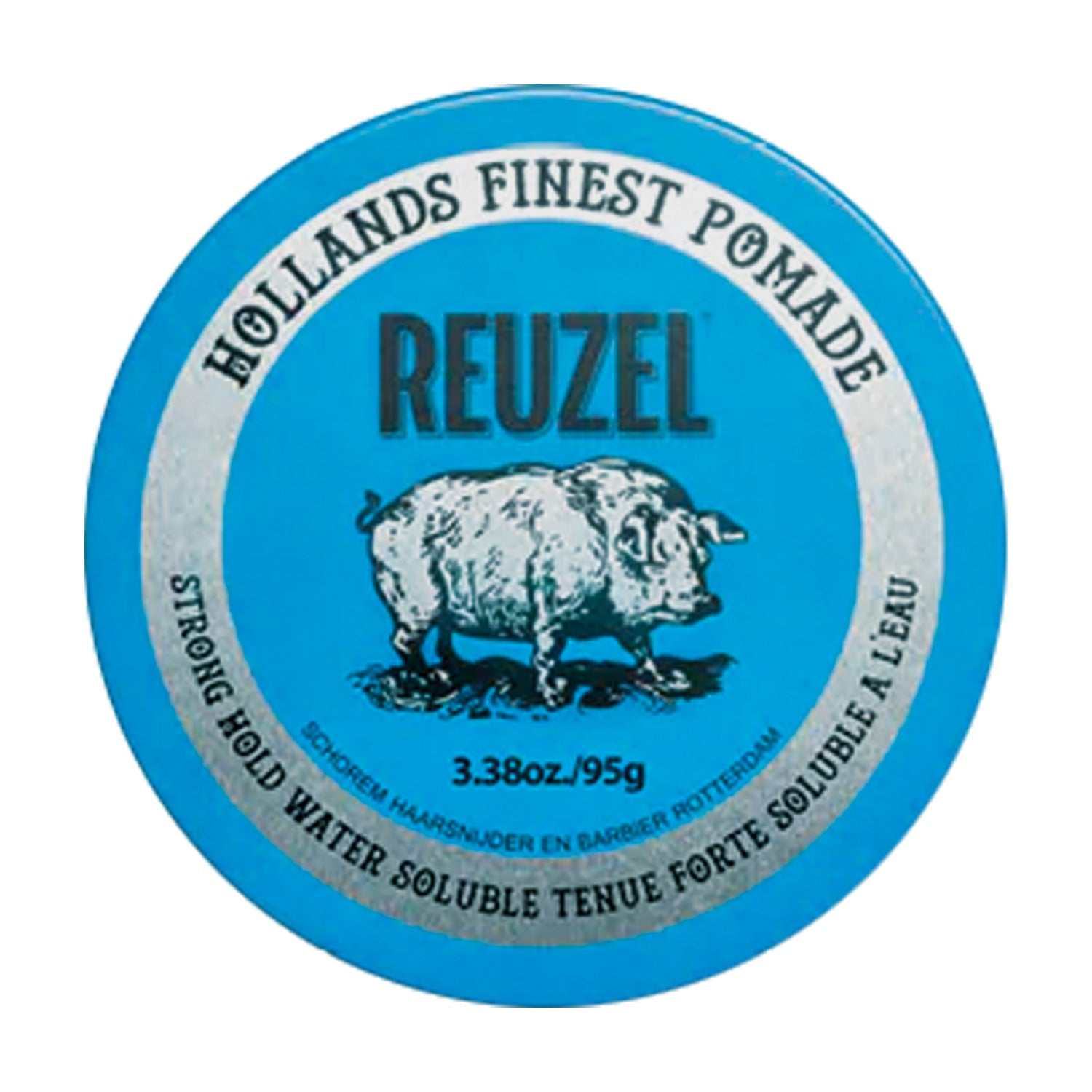 Reuzel Haarpomade Blue Strong Hold in blau mit starkem Halt und Vanilleholzduft, wasserlöslich und glänzend