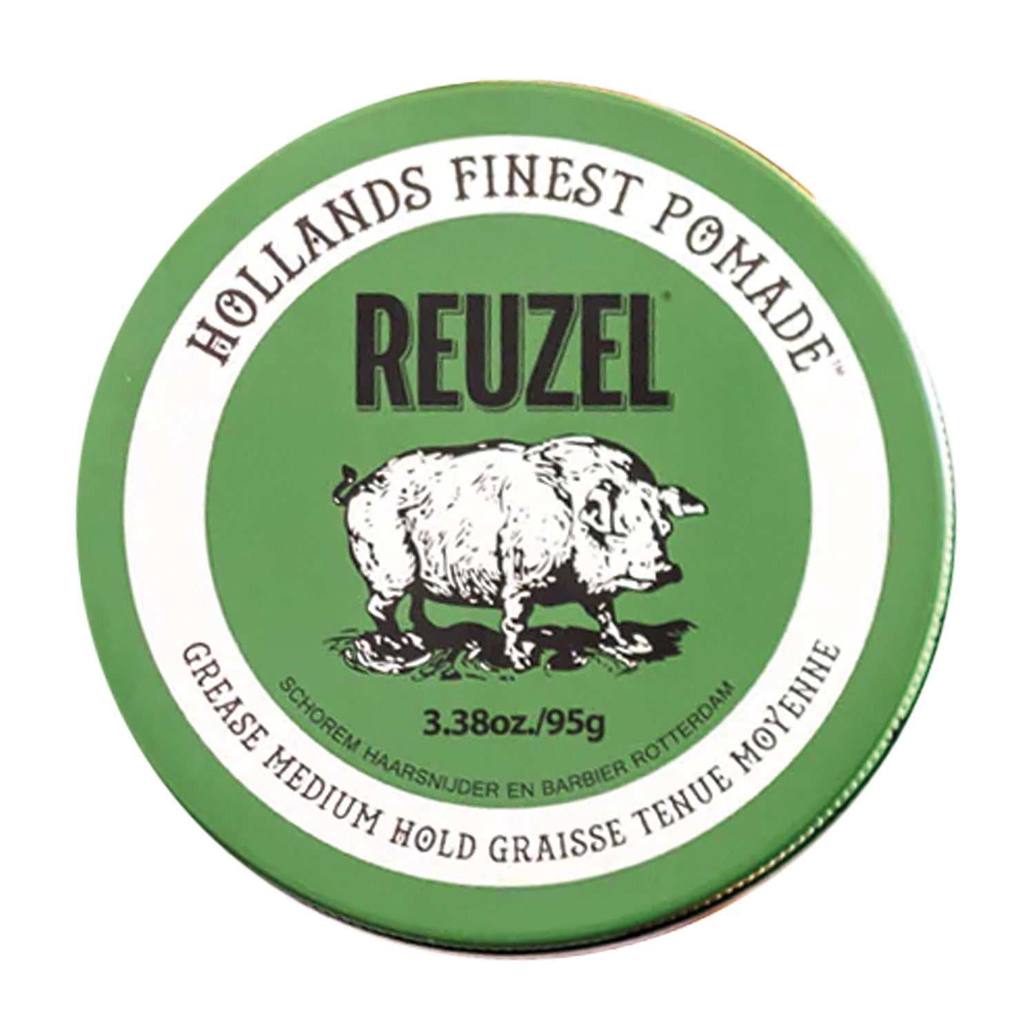 Reuzel Haarpomade Green Grease mit mittelfestem Halt, feuchtigkeitsspendend, leicht auswaschbar und frischem Apfelduft