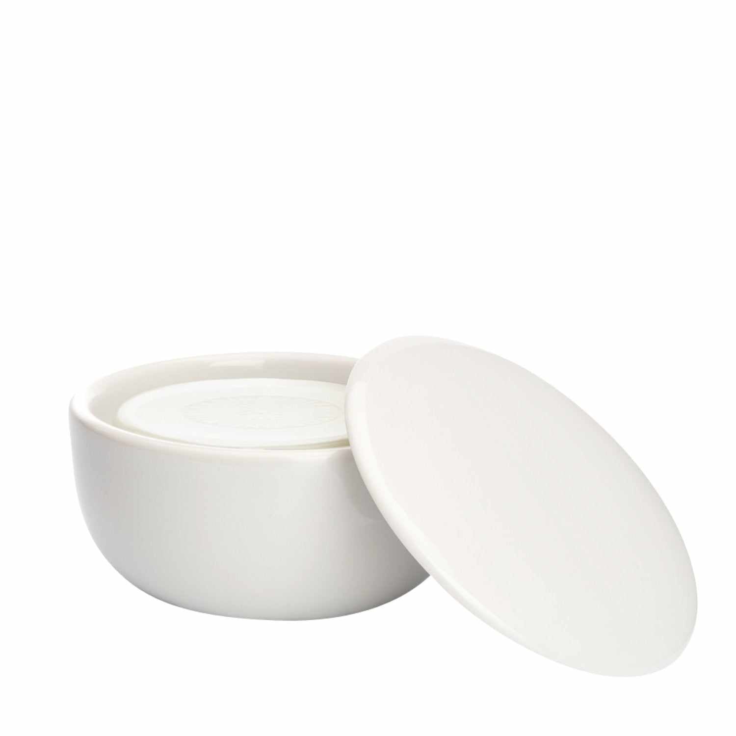 Rasierseife Sanddorn in eleganter weißer Porzellanschale für schonende Rasur und Hautpflege