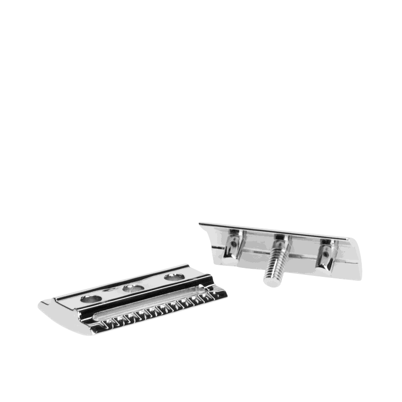 Rasierhobel Traditional roségold von Mühle zerlegt in zwei Teile für klassische Nassrasur mit austauschbaren Klingen