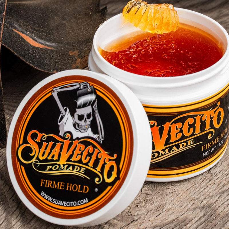 Haarpomade Suavecito Firm Hold für starken Halt und flexibles Haarstyling mit frischem Duft