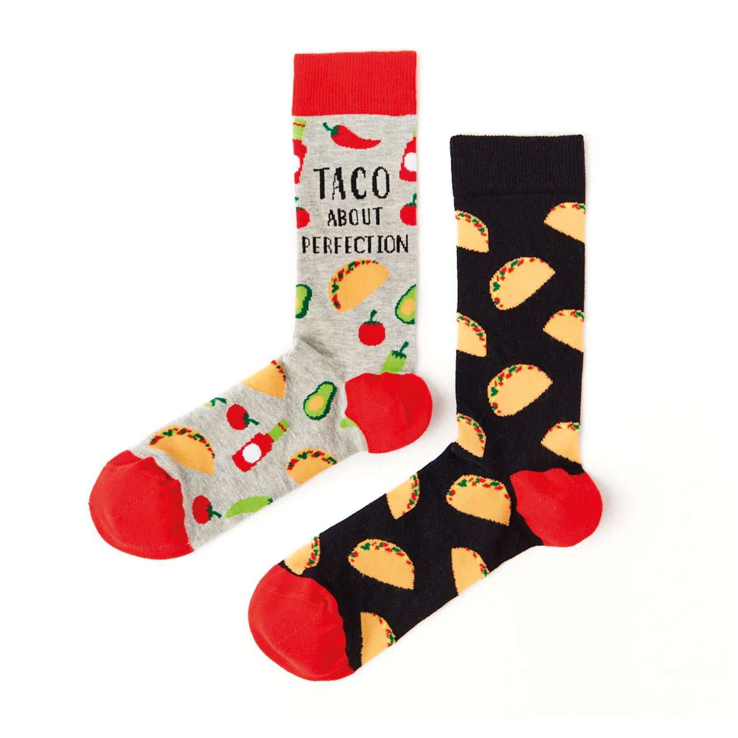 Bunte Taco Socks von Urban Eccentric mit Taco- und Zutaten-Print in Geschenkbox