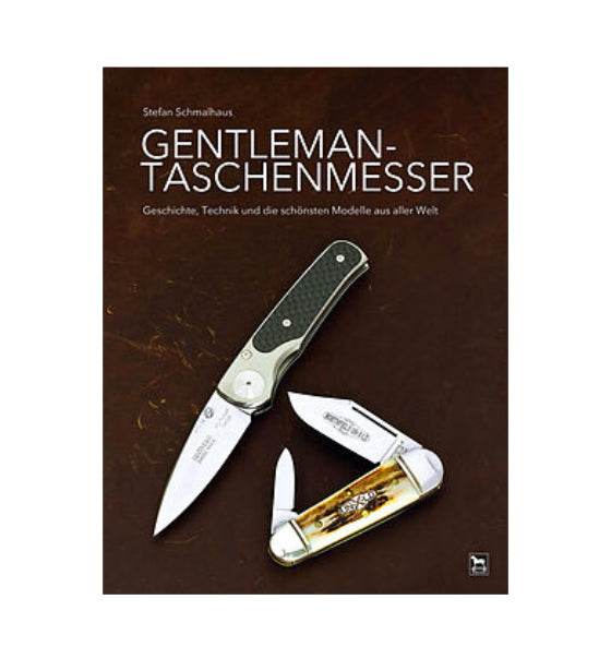 Buchcover "Gentleman - Taschenmesser" mit zwei klassischen Taschenmessern auf braunem Hintergrund