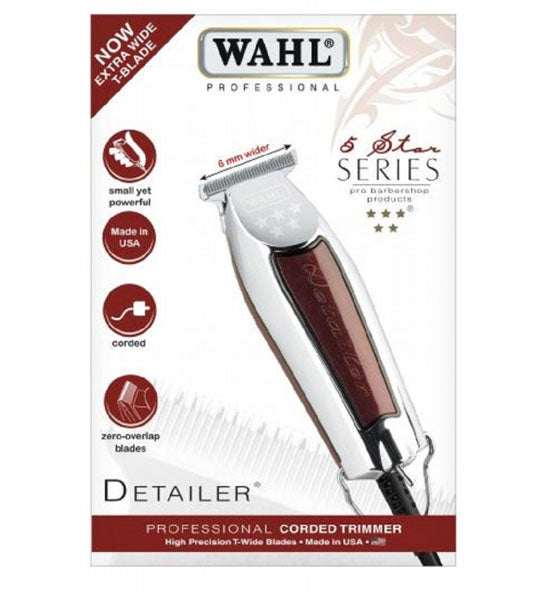 Wahl Haarschneidemaschine Detailer mit extra breitem T-Blade, kabelgebundener Profi-Trimmer für präzise Konturen und Feinarbeiten.