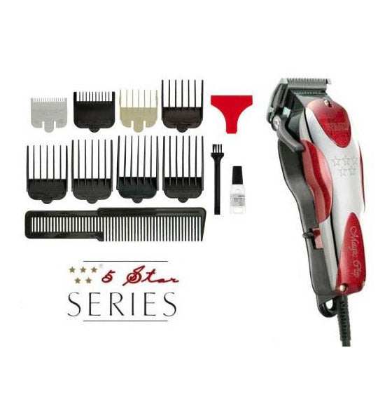 Haarschneidemaschine Magic Clip - WAHL mit 8 Aufsteckkämmen, Reinigungsbürste und Öl, Chrom-Finish und präzisem V5000 Motor für kurze Schnittlängen und Fade Cuts.
