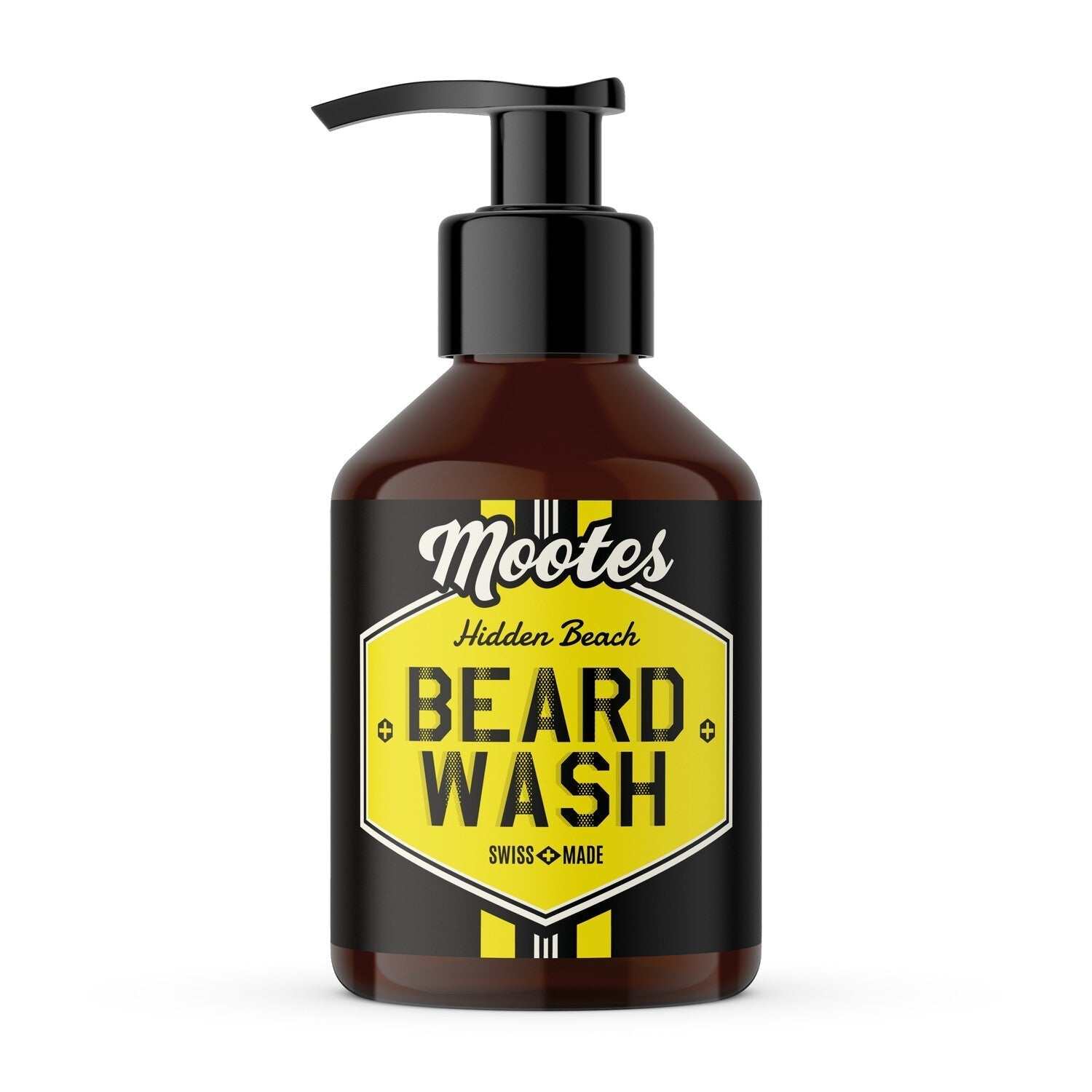 Bartshampoo Hidden Beach von Mootes in brauner Flasche mit Pumpverschluss für pflegende Bartreinigung