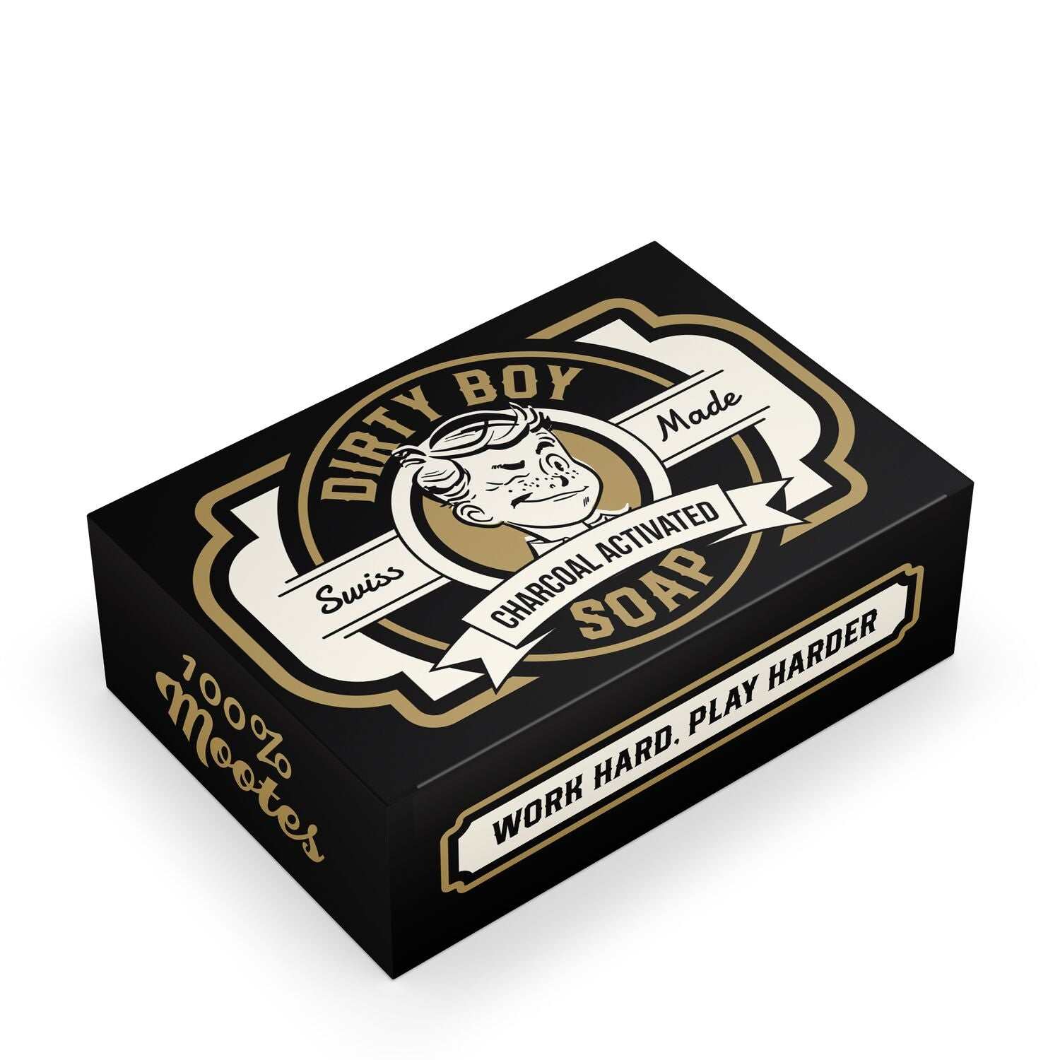 Pflegeseife Dirty Boy - Mootes schwarze Aktivkohle-Seife mit Aloe vera und Mandelöl für gründliche und vegane Hautpflege
