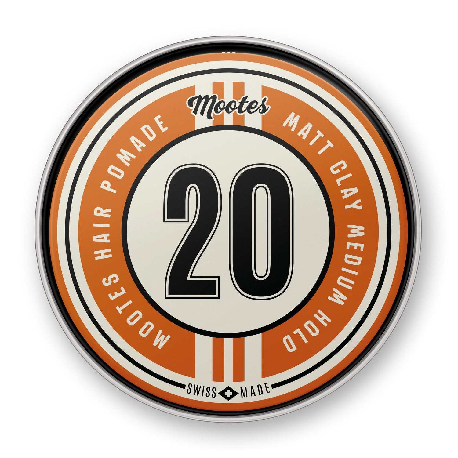 Runde Dose mit Haarpomade #20 Matt Clay von Mootes für matten Halt und strukturierte Looks