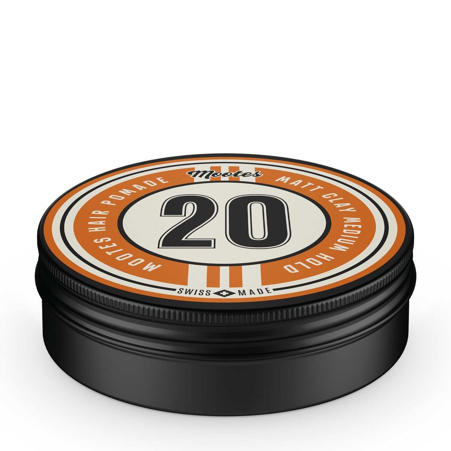 Haarpomade #20 Matt Clay Mootes mit mittlerem Halt, mattem Finish, Kaolin-Clay und Kokosduft in schwarzem Döschen