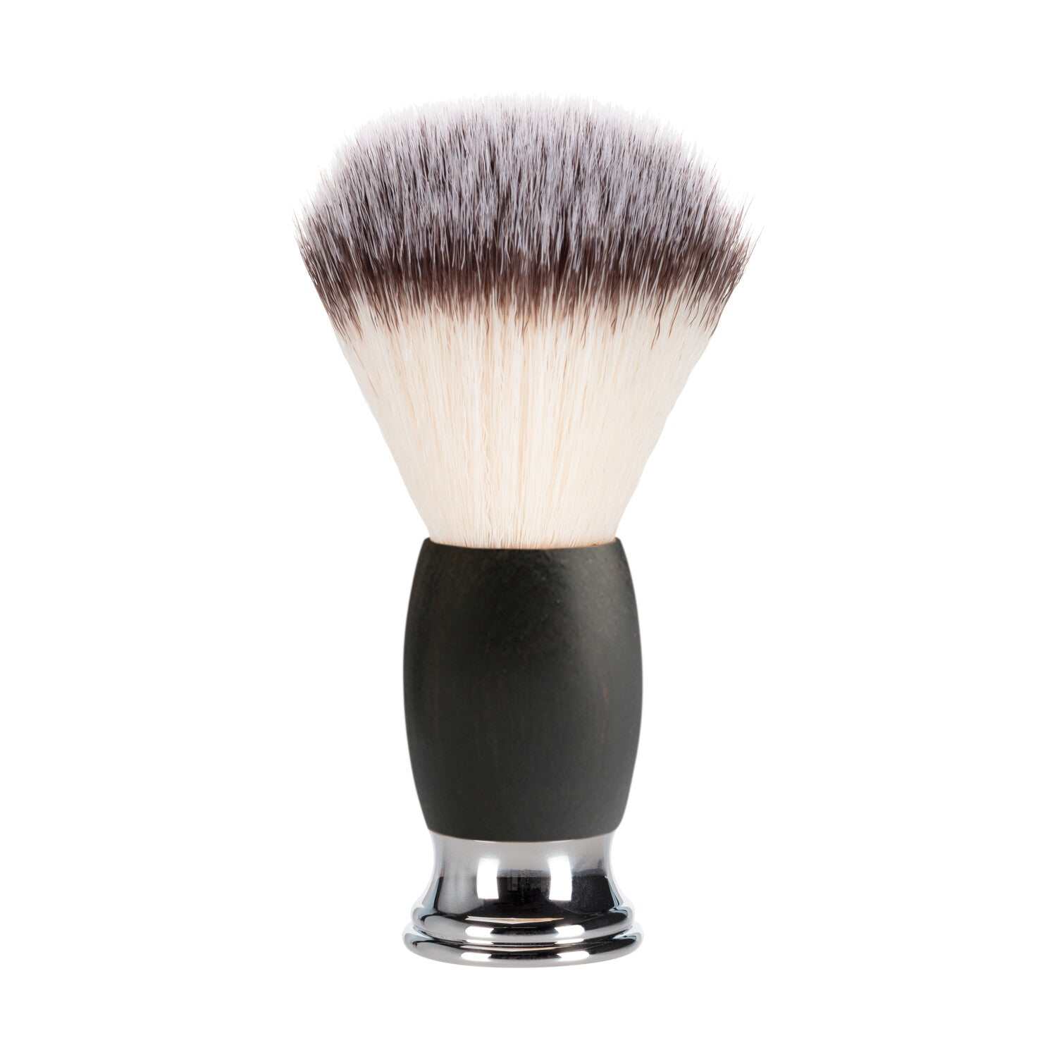 Rasierpinsel Eisenholz Mootes mit synthetischen Fasern und rostfreiem Stahlgriff für cremigen Rasierschaum bei der Nassrasur