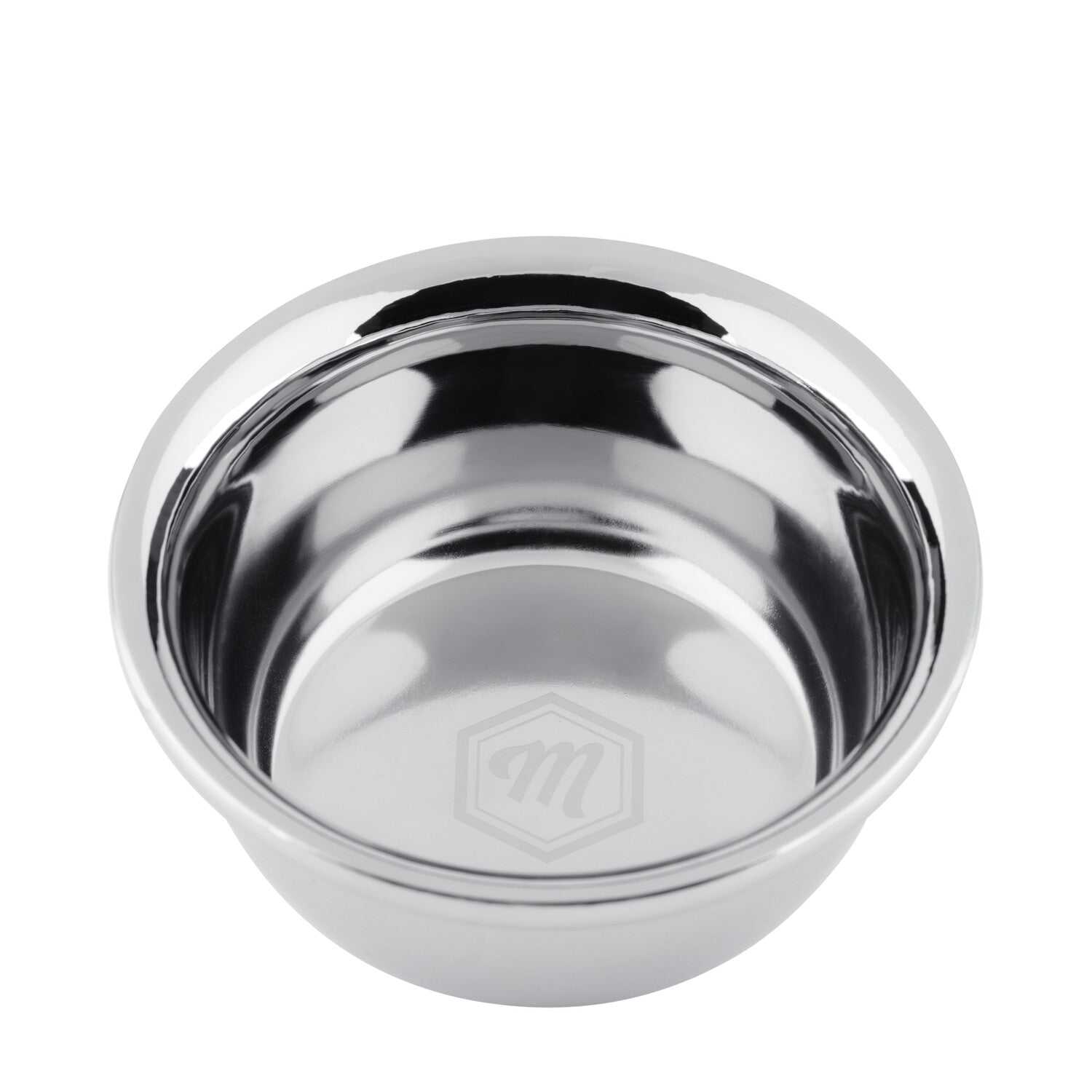 verchromte Rasierschale Mootes aus robustem Chrom für Sahneschaum beim Rasieren