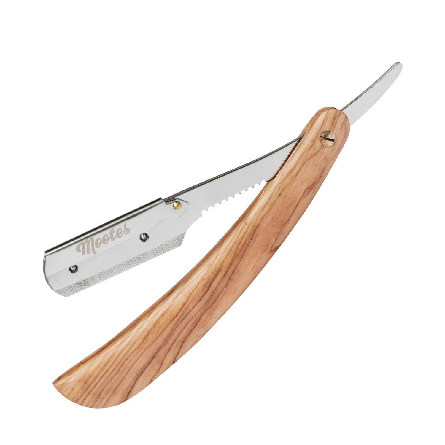 Rasiermesser mit Wechselklinge und Olivenholzgriff von Mootes für klassische Nassrasur