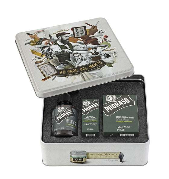 Bartpflege-Set Cypress & Vetiver von Proraso mit Bartshampoo, Bartöl und Bartbalsam in Geschenkbox