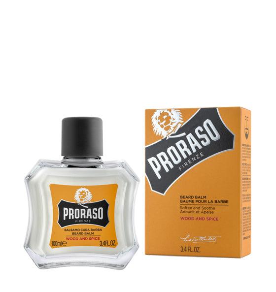 Proraso Bartbalsam Wood & Spice in stilvoller oranger Verpackung für gepflegte und duftende Bartpflege