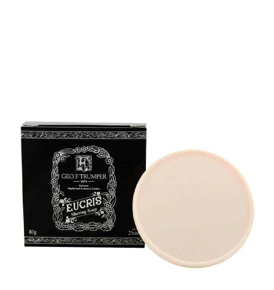 Rasierseife Eucris von Geo. F. Trumper mit feinem Schaum und Glyzerin, 80g, inklusive schwarzer Verpackung