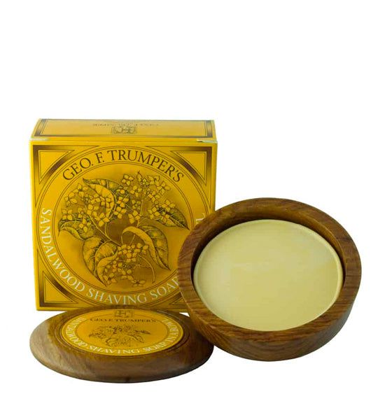 Geo. F. Trumper Sandelholz Rasierseife in handgedrechselter Holzschale für empfindliche Haut