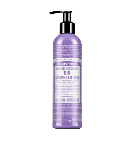 Dr. Bronner Bio Körperlotion Lavendel & Kokosnuss mit Avocado- und Jojobaöl für intensive Feuchtigkeit und schnelle Aufnahme