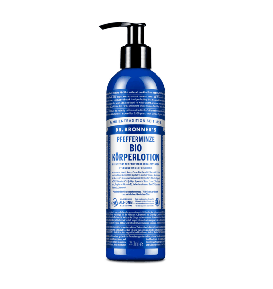 Dr. Bronner Körperlotion Pfefferminze mit Bio Jojoba-, Avocado- und Hanföl für intensive Frische und Pflege