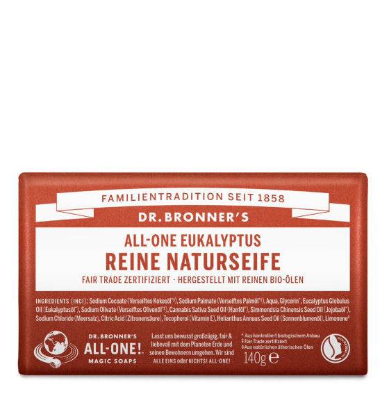 Dr. Bronner's All-One Eukalyptus Naturseife mit biologischen ätherischen Ölen, fair trade zertifiziert, 140g.
