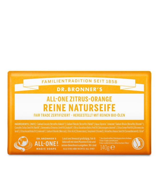 Naturseife Zitrone & Orange von Dr. Bronner mit biologischen ätherischen Ölen und frischem Zitrusduft