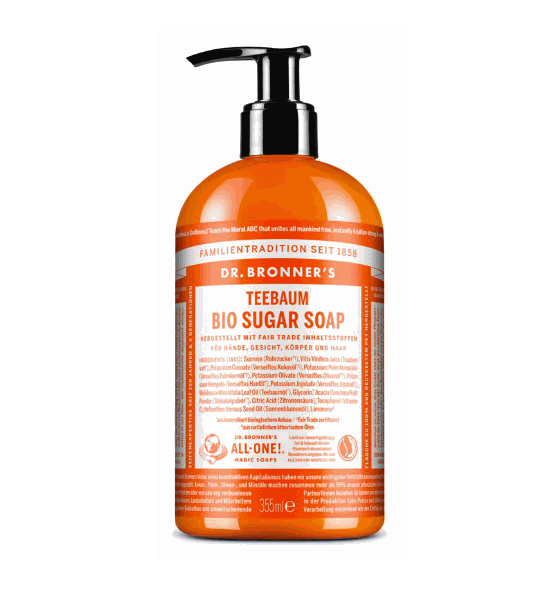 Flüssigseife Shikakai Teebaum von Dr. Bronner für schonende, porentiefe Reinigung bei empfindlicher Haut mit natürlichen Inhaltsstoffen