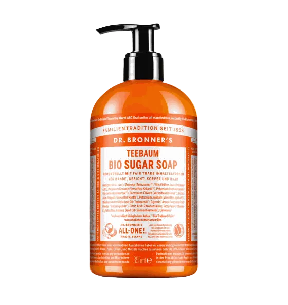 Flüssigseife Shikakai Teebaum von Dr. Bronner für schonende, porentiefe Reinigung bei empfindlicher Haut mit natürlichen Inhaltsstoffen