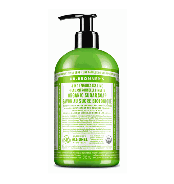 Flüssigseife Shikakai Zitronengras & Limette von Dr. Bronner, bio und sanft zur empfindlichen Haut, ohne synthetische Zusätze