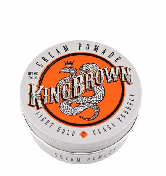 Runde Dose der Cream Pomade - King Brown mit leichtem Halt für natürliche, strukturierte Frisuren.