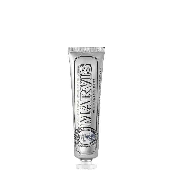 Marvis Zahnpasta Whitening Mint in silberner Tube für natürliche Zahnaufhellung und intensive Frische