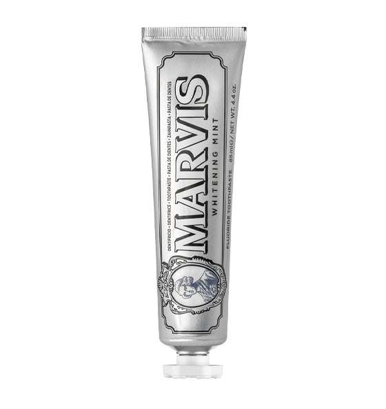 Marvis Zahnpasta Whitening Mint in silberner Tube für natürliche Zahnaufhellung und intensive Frische
