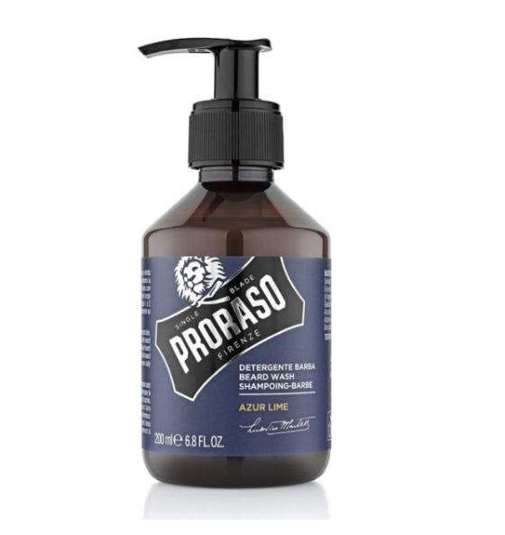 Proraso Bartshampoo Azur Lime 200 ml mit mildem Schaum für sanfte Bartreinigung und erfrischendem Zitrusduft