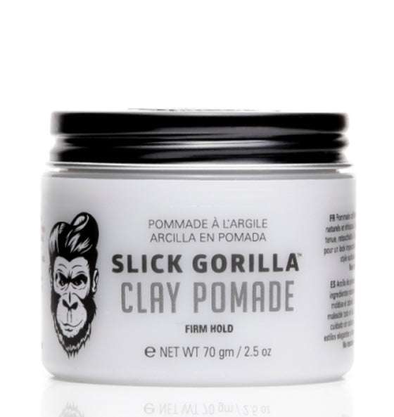 Haarpomade Clay Slick Gorilla im Tiegel mit starkem Halt und natürlicher Ton-Inhaltsstoff für vielseitiges Styling