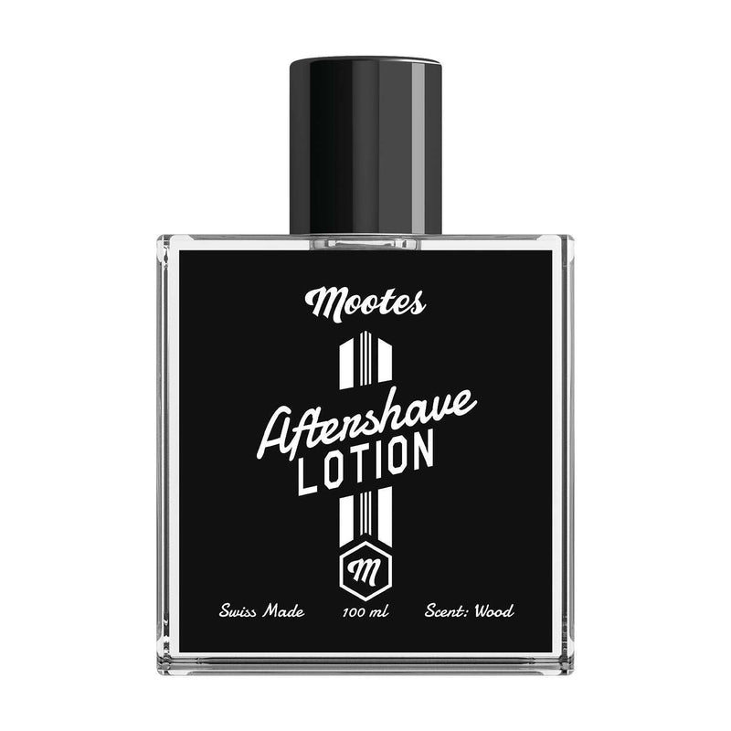 Aftershave Lotion Wood von Mootes mit holzigem Duft, erfrischender Mentholwirkung und feuchtigkeitsspendendem Glycerin für gepflegte Männerhaut nach der Rasur