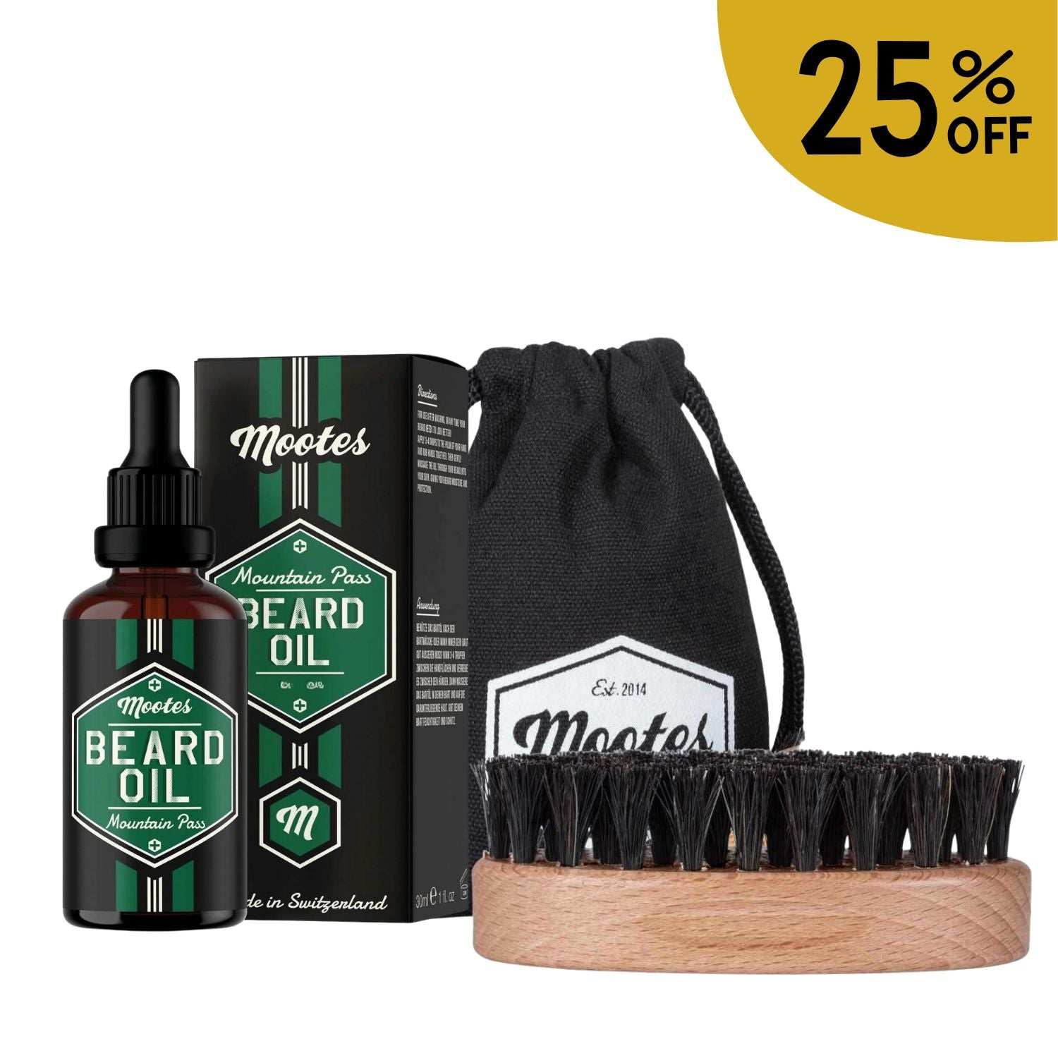 Bartöl Mountain Pass 30 ml mit Bartbürste im Baumwollbeutel für gepflegte, strukturierte Bärte