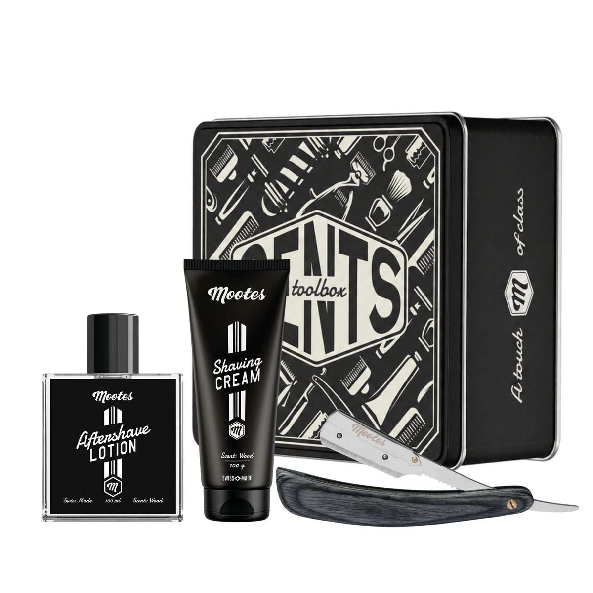 Mootes Wet Shaving Set with Replaceable Blade Razor Pakkawood – Scent Wood