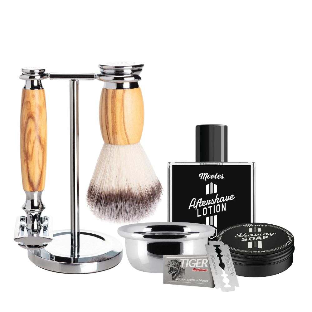 Set de rasoir de sûreté Mootes 7 pièces parfum Wood