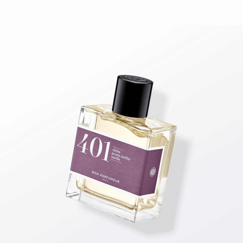 Flakon Eau de Parfum 401 von Bon Parfumeur mit fruchtigem Vanilleduft und würzigen Zypressen-, Elemi- und Bergamottennoten