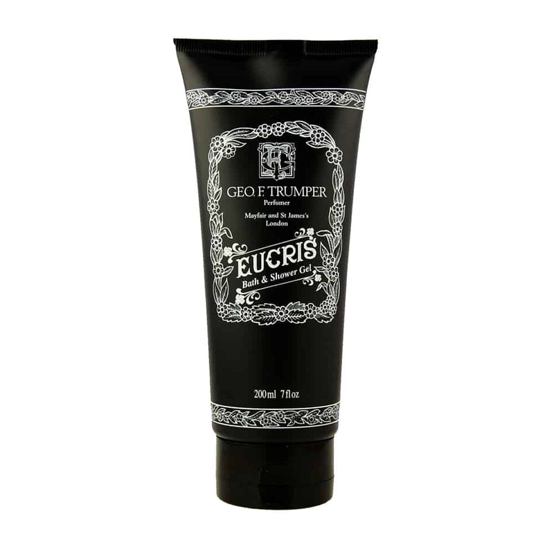 Duschgel Eucris von Geo F. Trumper in schwarzer Tube mit edlem, maskulinem Duft und pflegenden Vitaminen B5 und E für geschmeidige Haut.