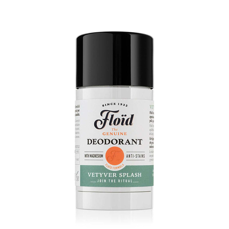 Deodorant Vetyver Splash von Floïd mit natürlichem Magnesium und frischem Zedernholz-Bergamotte-Duft, eleganter Schutz gegen Gerüche.