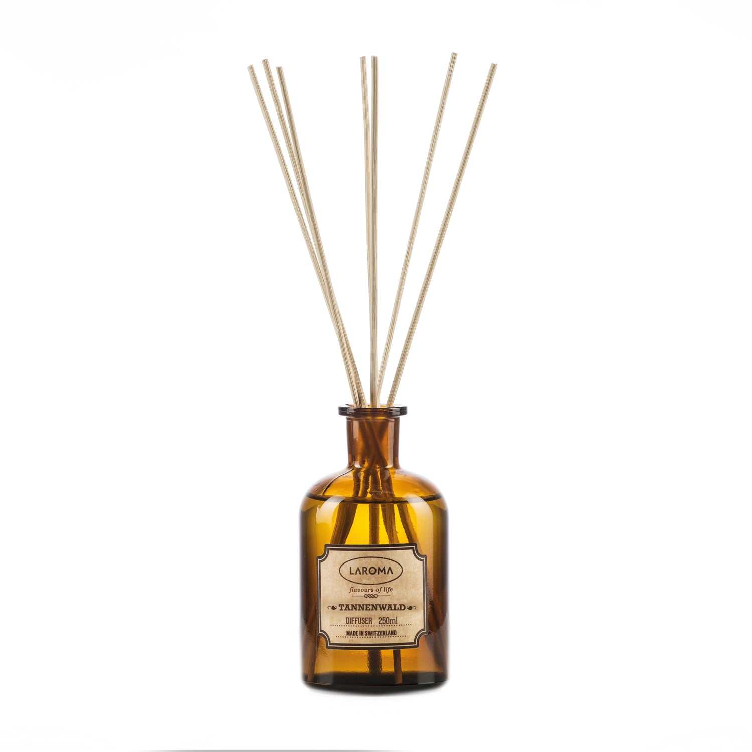 Diffuser Tannenwald - Laroma mit brauner Glasflasche und Duftstäbchen für frischen Tannengeruch