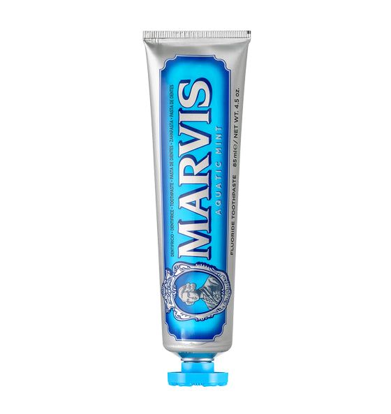 Marvis Zahnpasta Aquatic Mint mit kühler Minz- und Meeresfrische für sanfte Reinigung ohne Zahnschmelzschäden