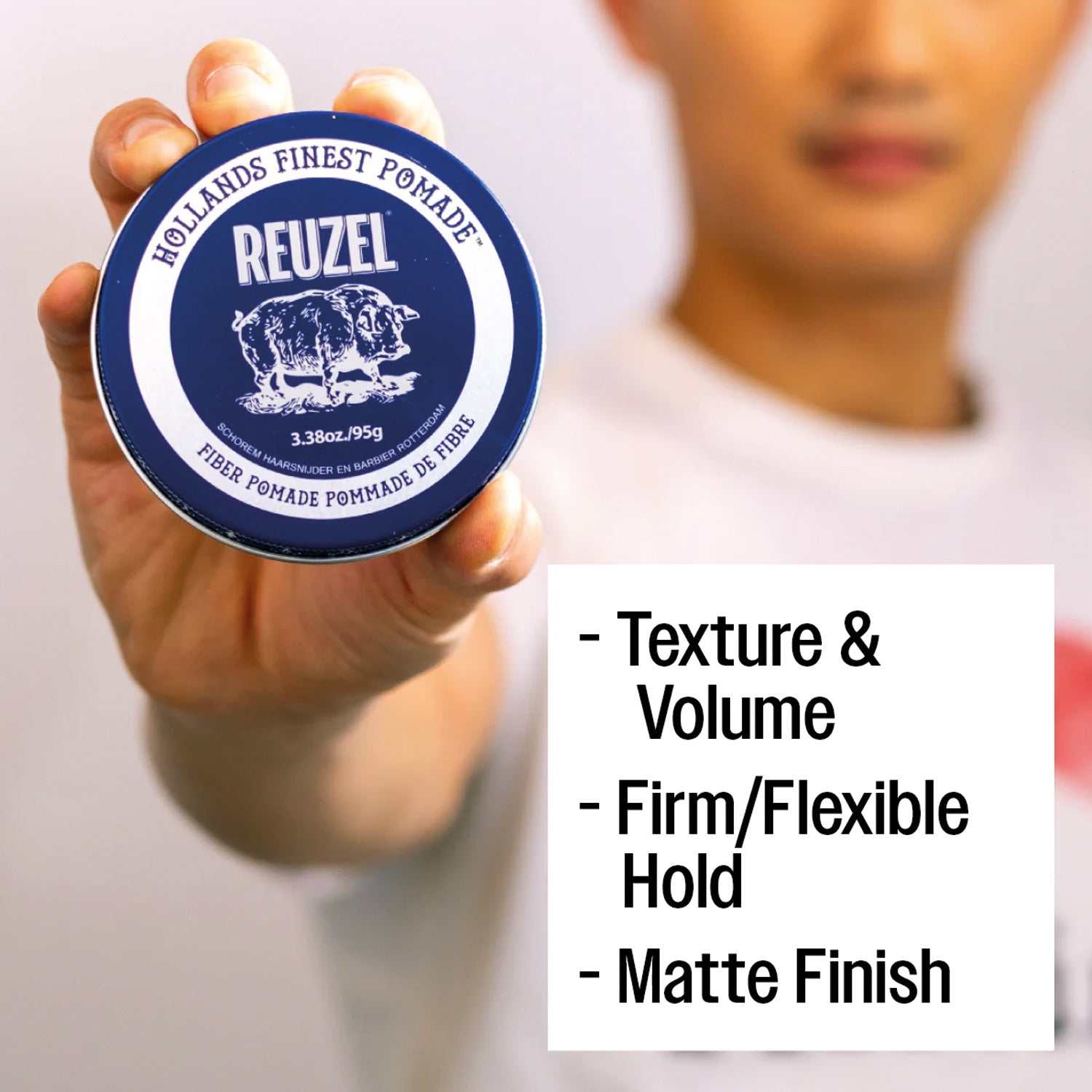 Reuzel Haarpomade Fiber Pomade mit mittelfestem Halt, flexiblem Styling, mattem Finish und angenehmem Vanille-Minz-Duft