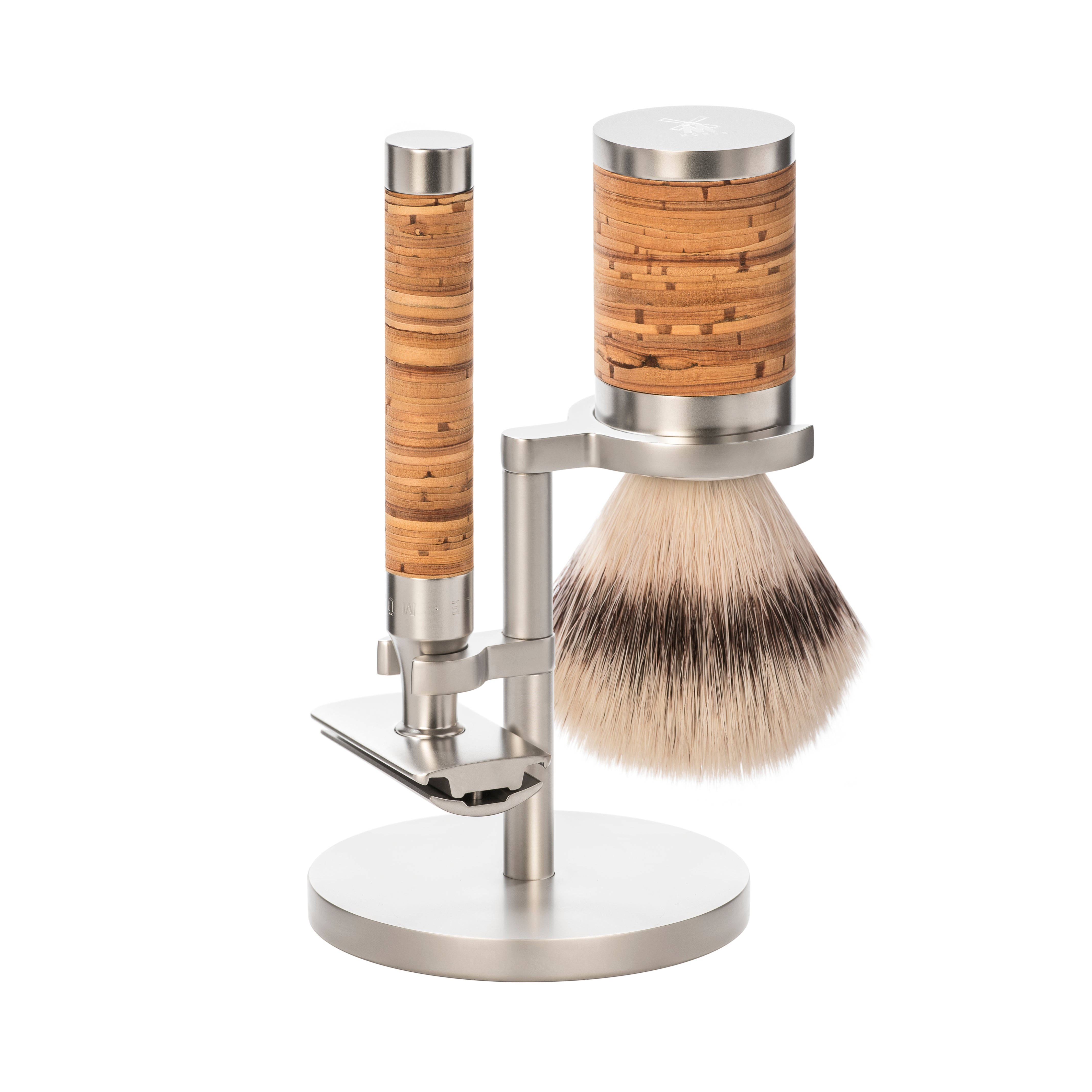 Coffret rasoir de sûreté ROCCA en acier inoxydable, écorce de bouleau – Mühle