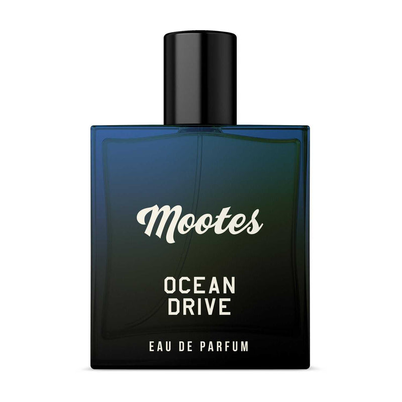 Eau de Parfum Ocean Drive - Mootes in blau-schwarzem Flakon mit frischem, maritim-urbanem Duft und langer Haltbarkeit, Swiss made, ohne Tierversuche.