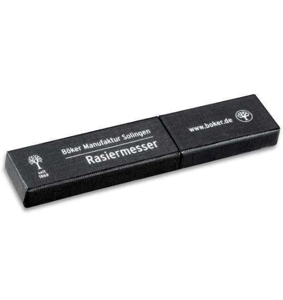Verpackung des Rasiermessers Elite Carbon Rundkopf 6/8" aus Kohlefaser von Böker