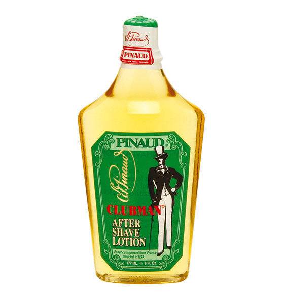 Clubman Pinaud Aftershave Lotion mit klassischem Design und erfrischendem Zitrusduft zur Beruhigung der Haut nach der Rasur.