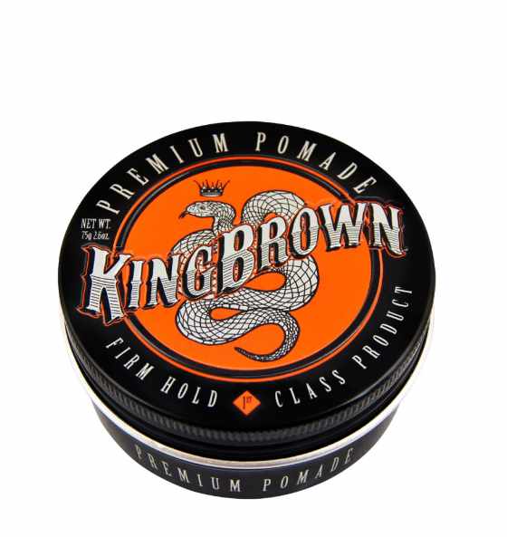 King Brown Premium Pomade auf Wasserbasis für starken Halt und einfachen Auswasch, klassisches Styling ohne Fettglanz